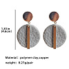 Flat Round with Rectangle Brass Polymer Clay Dangle Stud Earrings FS-WG657FE-01-3