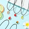 Handmade Lampwork Fruit Pendant Black Waxed Cord Necklaces NJEW-JN06332-1
