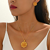 Hollow Brass Flower Stud Earrings & Pendant Necklaces Sets for Women MA5194-4