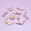 Sparkeads 18Pcs 9 Style Brass Micro Pave Clear Cubic Zirconia Links Connectors KK-SK0001-01-4