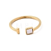 304 Stainless Steel & Natural Shell Cuff Rings for Women RJEW-G372-01G-03-4