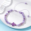 Adjustable Natural Freshwater Shell & Dyed Synthetic Turquoise Beads Braided Bead Bracelets for Women BJEW-JB13105-01-1