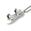 304 Stainless Steel Skateboard with Word Skate Spirit Pendant Necklace NJEW-M188-01P-3