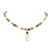 Natural Baroque Keshi Pearl Rectangle Pendant Natural Multicolor Tourmaline Faceted Cube Beaded Necklaces NJEW-JN06247-2