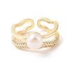 Round Natural Freshwater Pearl Finger Ring for Women RJEW-C090-04G-2
