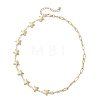 Ocean 304 Stainless Steel Starfish Link Chain and Brass Paperclip Chain Necklaces for Women NJEW-JN05927-2