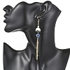 Natural Lapis Lazuli Round with Moon Dangle Earrings EJEW-JE06813-01-2