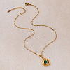 Vintage 304 Stainless Steel and Synthetic Malachite Triangle Pendant Necklaces for Women NT2784-4