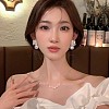Snowflake with Round Alloy Crystal Rhinestone Dangle Stud Earrings FS-WGD1A25-01-2