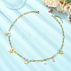304 Stainless Steel Paperclip Chain Star Pendant Necklaces with Dyed Natural Selenite Beads for Women NJEW-JN06251-03-1