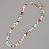 Christmas Theme Glass & Imitaiton Pearl & Brass Beaded Necklaces GF3195-4-1