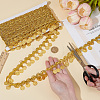 Polyester Braided Metallic Lace Trim with Metal Flat Round Tassel OCOR-WH0082-537A-3