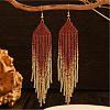Bohemian Style Handmade Glass Seed Beads Tassel Stud Earrings JM2696-1