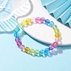 7.5mm Faceted Round Transparent Acrylic Beaded Stretch Bracelets BJEW-JB10249-01-4