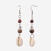 Round Natural Mixed Stone Dangle Earrings EJEW-JE02911-2