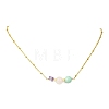 Round Natural Amazonite & Madagascar Rose Quartz & Chip Natural Amethyst Beaded Pendant 304 Stainless Steel Satellite Chain Necklaces for Women NJEW-JN06158-02-3