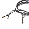 2Pcs 2 Style Natural Snowflake Obsidian & Blue Spot Jasper Braided Bead Bracelets Set with Brass Virgin Mary BJEW-JB07947-6