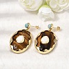 Brass & Natural Tiger Eye Dangle Stud Earrings G-B186-04G-2