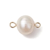 Natural Cultured Freshwater Pearl Connector Charms PALLOY-JF03090-02-2