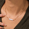 Baroque Keshi Pearl Bar Pendant Stainless Steel Satellite Chain Necklaces for Women XQ7733-3