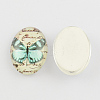 Butterfly Pattern Printed Glass Cabochons GGLA-R019-18x13mm-M3-2