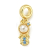 Rack Plating Brass & Cubic Zirconia & ABS Plastic Pearl European Pendants KK-Z067-61C-G-1