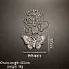 European Style Vintage Alloy Rhinestone Butterfly Pendant Ball Chain Necklaces for Women YE8712-1-2