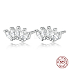 Anti-Tarnish Five Petal Cubic Zirconia Marquise Rhodium Plated 925 Sterling Silver Stud Earrings LO8075-2-1