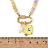 304 Stainless Steel Pendant Dyed Glass Rondelle Beaded Necklaces for Women NJEW-JN06540-02-4