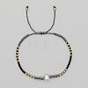 Bohemian Style Glass Seed Bead & Imitation Pearl Beads Braided Bead Bracelets JJ7327-8-1