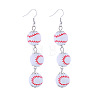 Sports Theme Alloy & Wood Dangle Earrings WGFF172-01-1