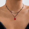 Gothic Brass & Glass Pendant Link Chain Necklaces for Women FS-WGECF55-08-1