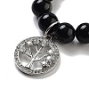 Natural Obsidian Round Beaded Chakra Stretch Bracelets BJEW-K251-01F-3