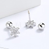 Christmas 925 Sterling Silver Snowflake Stud Earrings EJEW-F397-04P-1