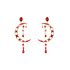 Moon Alloy Rhinestone Dangle Stud Earrings FS-WG6E315-01-5