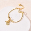 Comch Brass Micro Pave Clear Cubic Zirconia Charm Bracelets BJEW-H640-05A-G-1