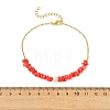 Natural Dyed Freshwater Shell Nuggets Beaded 304 Stainless Steel Cable Chain Anklets for Women AJEW-AN00827-01-4