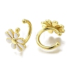 Rack Plating Flower Brass Cuff Earrings EJEW-H016-33G-01-2