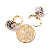 Round Natural Agate Beads Dangle Huggie Hoop Earrings EJEW-JE04718-04-3