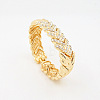 Woven Pattern Alloy with Rhinestone Chain Necklaces & Stud Earrings & Bangles & Rings Sets FS-WG1F788-01-3