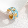 304 Stainless Steel Enamel Wide Cuff Open Rings for Women SA-K003-03E-G-1