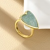 Heart Brass Natural Amazonite Finger Rings RJEW-D304-01G-E-4