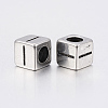 304 Stainless Steel Large Hole Letter European Beads STAS-H428-01AS-I-2