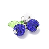 Handmade Polymer Clay Rhinestone Cherry Pendants PALLOY-JF03868-01-4