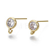 Brass Micro Clear Cubic Zirconia Stud Earring Findings KK-R132-063-NF-1