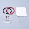 Feng Shui Natural Black Agate & Synthetic Grass Coral Beaded Stretch Bracelets BJEW-JB05022-03-2