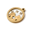 12 Constellations 304 Stainless Steel & Natural Shell & Rhinestone Pendants SA-CBAA9A2-06G-09-2