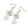 Anti-Tarnish Electroplate Bicone Glass Pearl Teardrop Beads Dangle Earrings EJEW-MZ00765-01-3