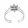 Non-Tarnish 304 Stainless Steel Open Cuff Finger Ring Cabochon Settings STAS-T060-10P-2