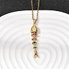 201 Stainless Steel Pave Colorful Cubic Zirconia Fish Bone Pendant Necklaces for Women NJEW-C111-02B-G-1